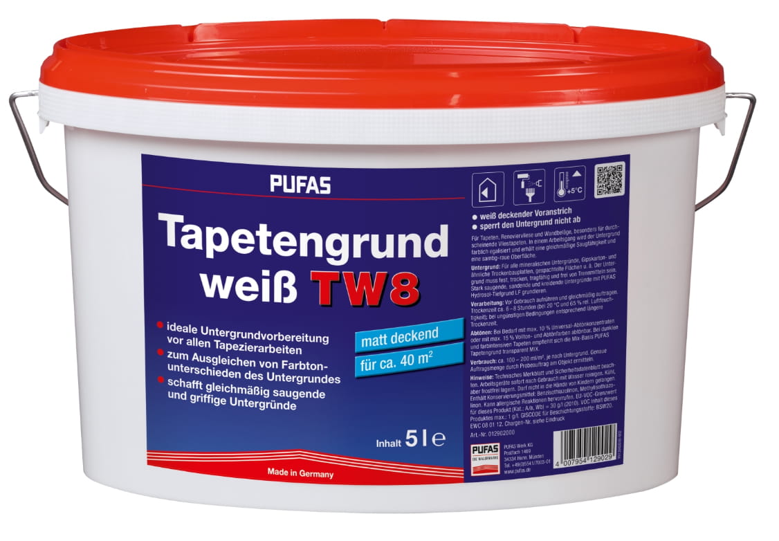 PUFAS Tapetengrund TW8 | 5 Liter weiss